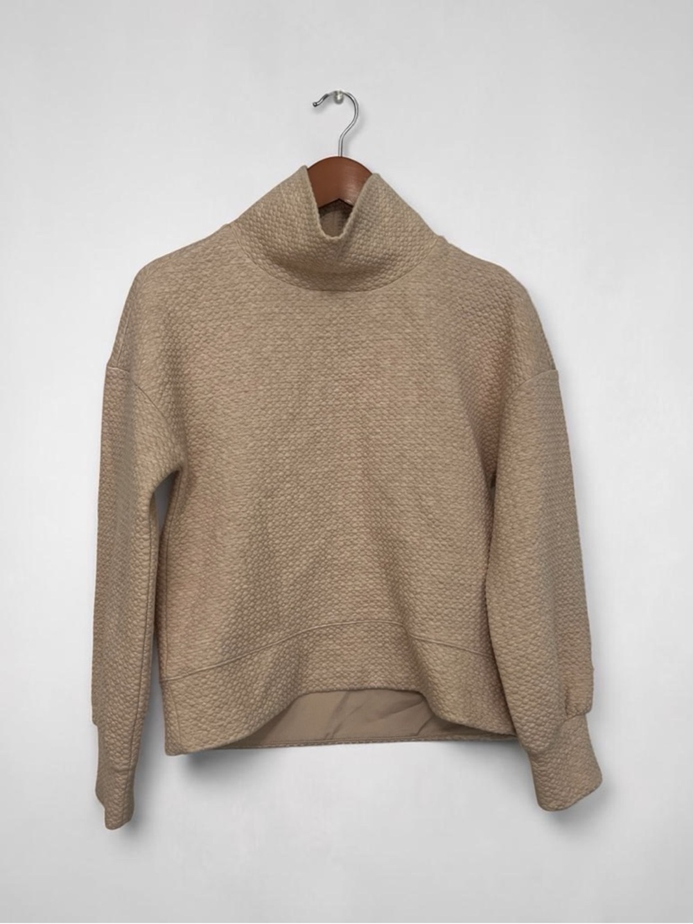 Calia Carrie Underwood Oversized Waffle Knit Crop Beige Turtleneck Sweater XS
